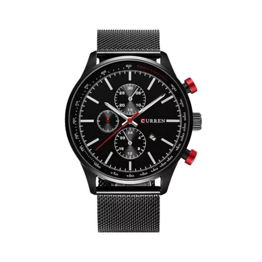 Reloj Análogo Curren Original KREa7801GA para Hombre Acero Color Negro y Rojo