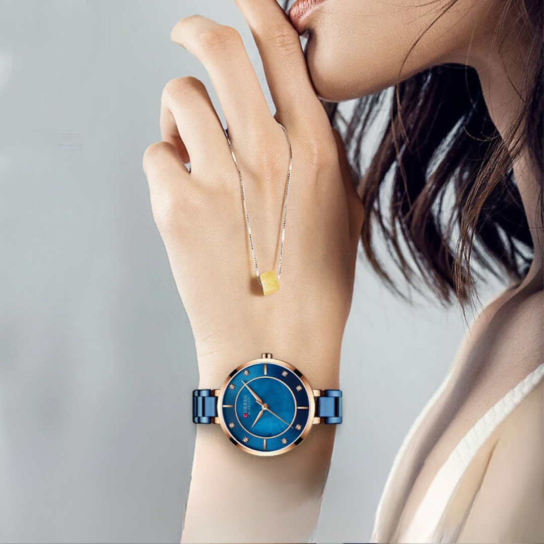 Reloj Análogo Curren Original KREc6103 para Mujer Acero Azul y Dorado