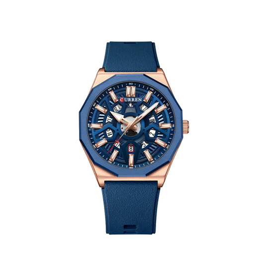 Reloj Análogo Curren Original Deportivo KREd8504 para Hombre Acero Azul y Dorado