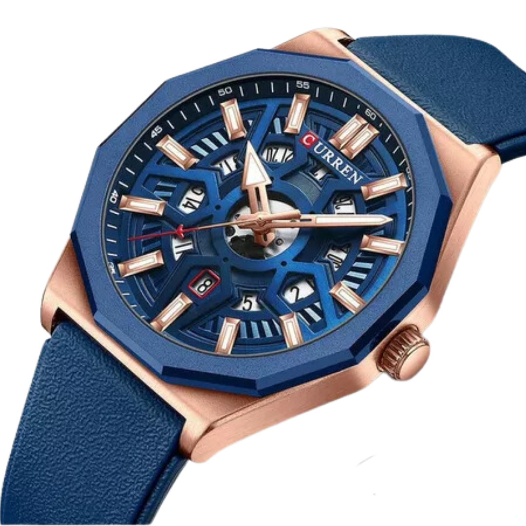 Reloj Análogo Curren Original Deportivo KREd8504 para Hombre Acero Azul y Dorado