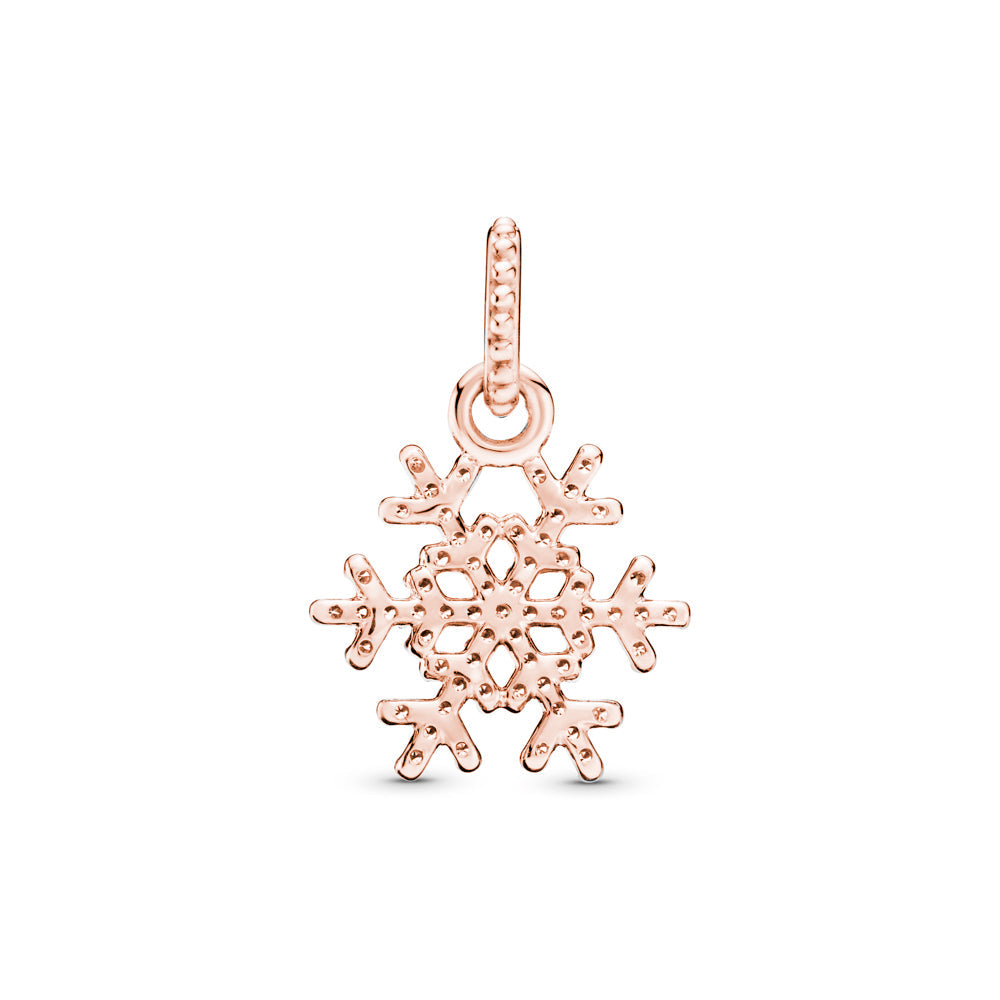 Charm Colgante Pandora Original para Mujer 390354RCZ Copo de Nieve Oro Rosa s925