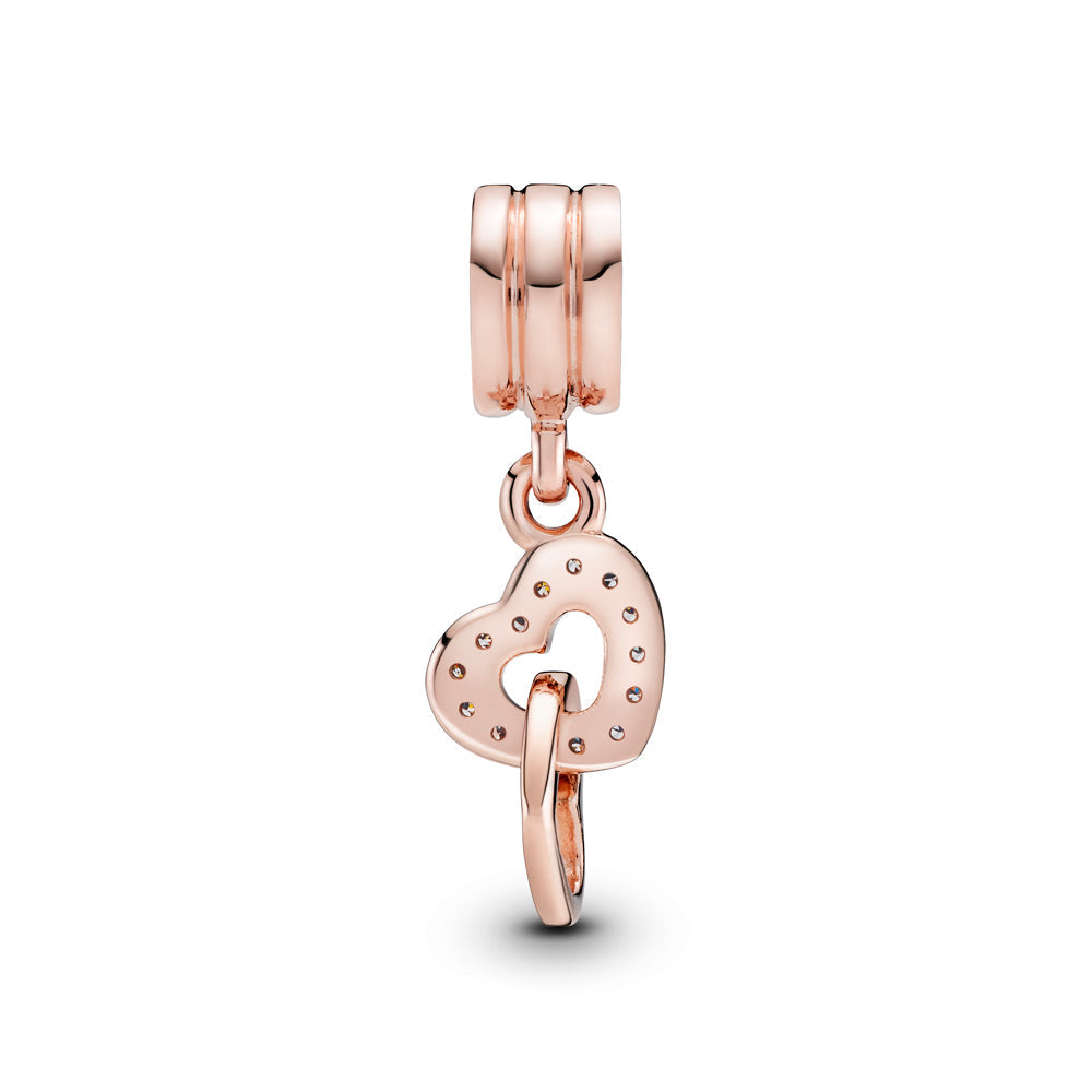 Charm Colgante Pandora Original para Mujer 781242CZ Corazónes Entrelazados Oro Rosado s925