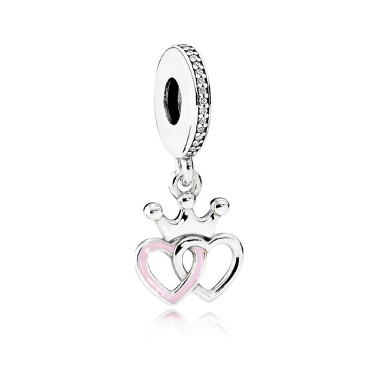 Charm Colgante Pandora Original para Mujer 791963CZ Corazones Coronados s925