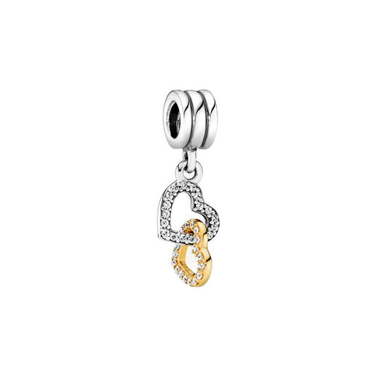 Charm Colgante Pandora Original para Mujer 792068CZ Corazones Entrelazados Plata s925