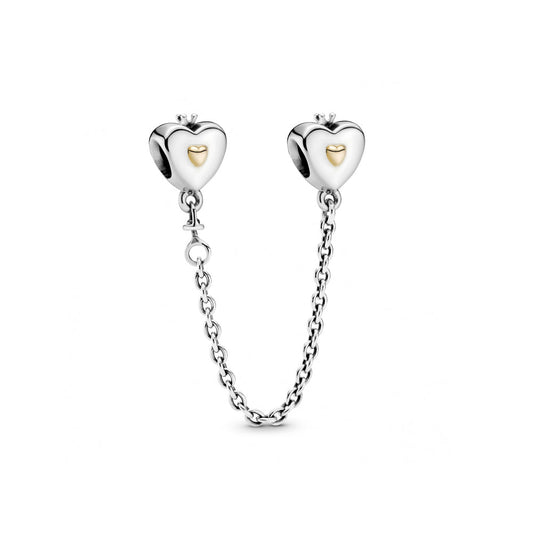 Cadena de Seguridad Pandora con Corazónes de Oro y Coronas 791878-05 en Plata 925