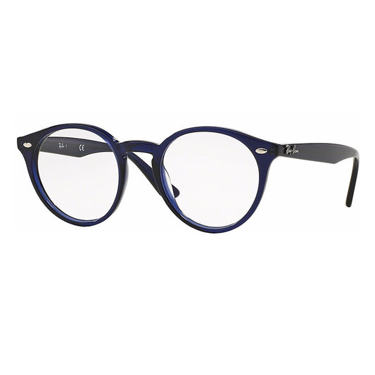 LENTES DE MEDIDA OFTÁLMICO MONTURA RAY BAN RB2180V 2013 ROUND AZUL TRANSLÚC