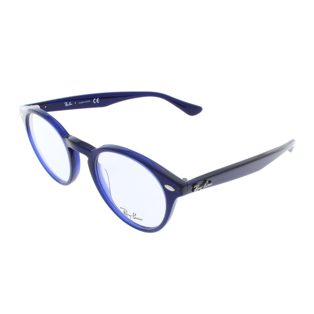 LENTES DE MEDIDA OFTÁLMICO MONTURA RAY BAN RB2180V 2013 ROUND AZUL TRANSLÚC