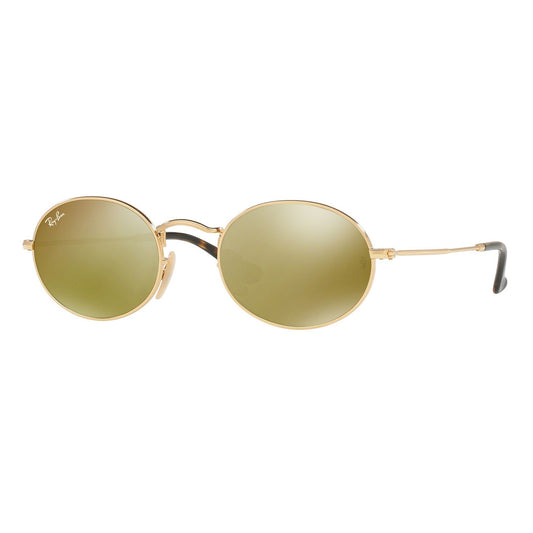 LENTES DE SOL RAY BAN OVAL FLAT RB3547N 00193 DORADO ESPEJADO TALLA 51MMM